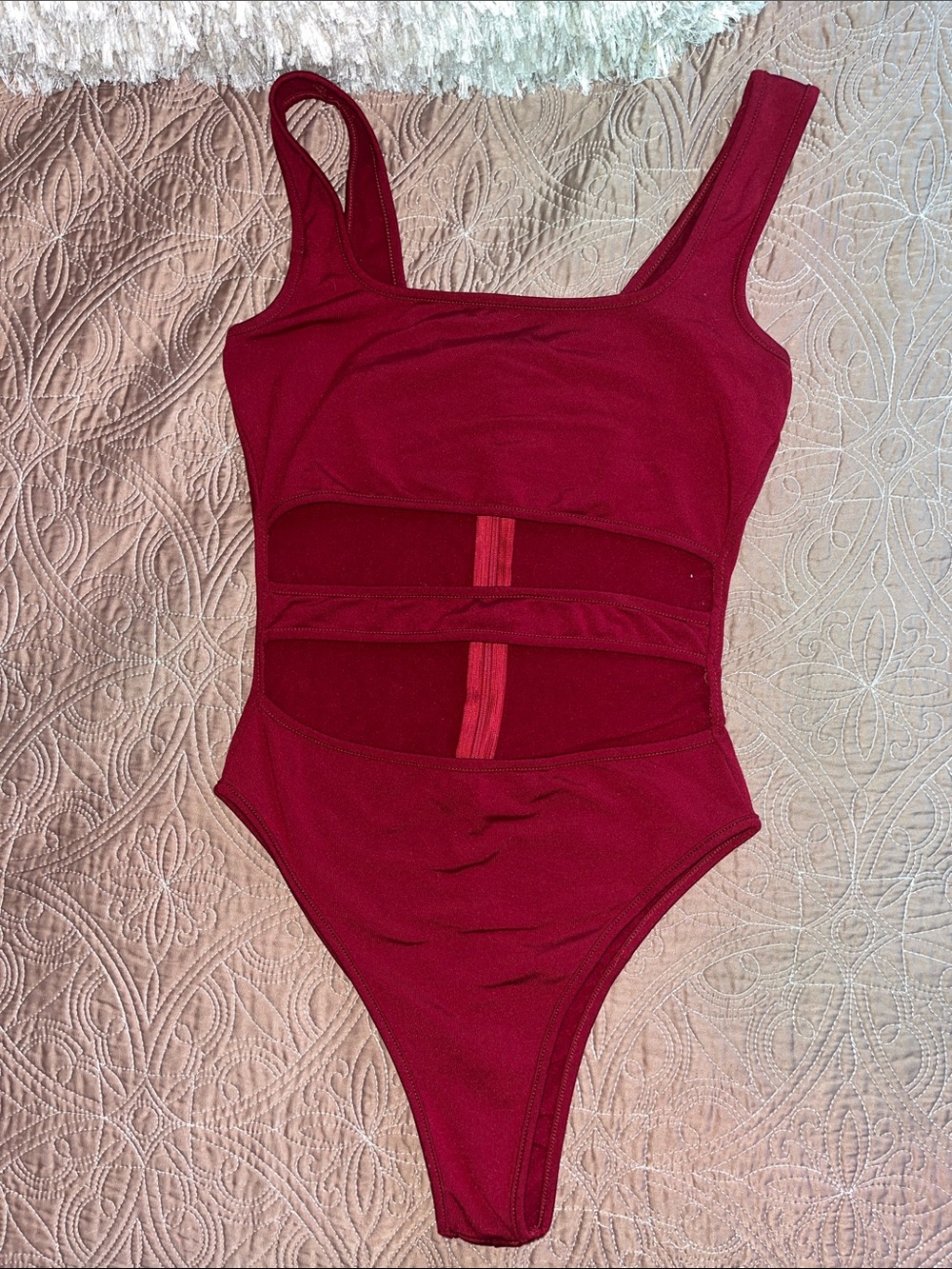 Cut-Out Red Tank Top Bodysuit — Size M